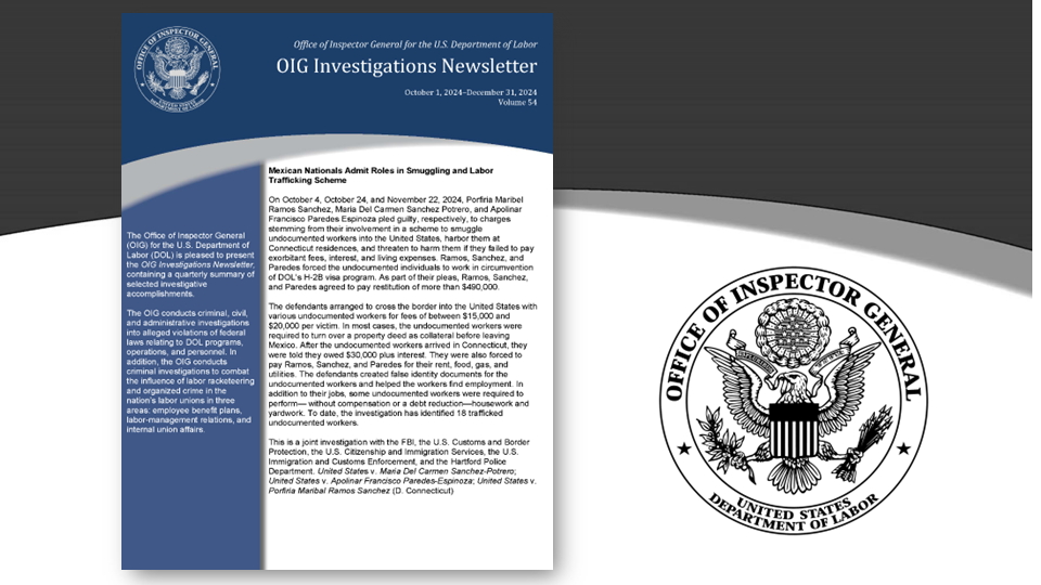 OIG Investigations Newsletter Volume 54 October 1, 2024 - December 31, 2024